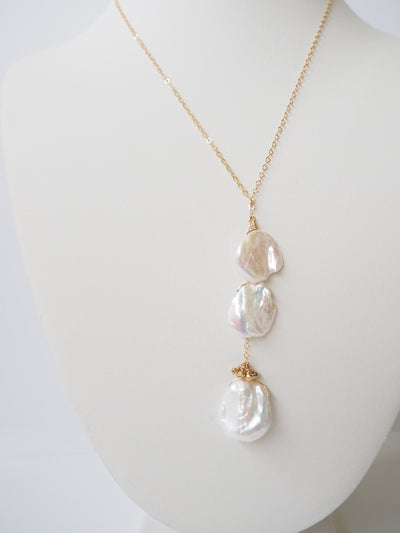 3 Keshi Pearl Drop Necklace