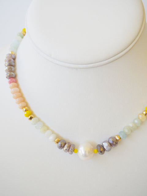 Candy Pearl Necklace (moonstone & opal)