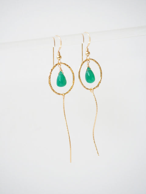Meteor Earrings-Green Onyx