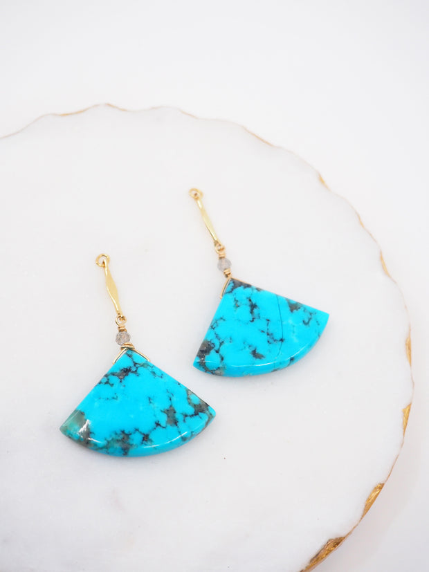 Turquoise Bell Stud Muffins Earrings